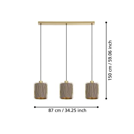 Eglo - Lampadario a sospensione con filo 3xE27/40W/230V oro/marrone