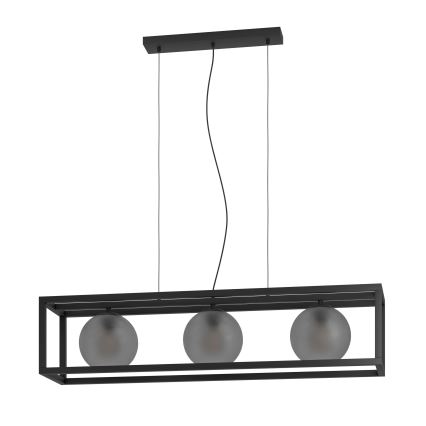 Eglo - Lampadario a sospensione con filo 3xE27/40W/230V fumé/nero