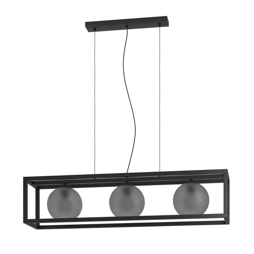 Eglo - Lampadario a sospensione con filo 3xE27/40W/230V fumé/nero