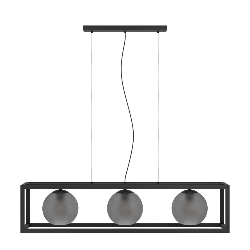 Eglo - Lampadario a sospensione con filo 3xE27/40W/230V fumé/nero