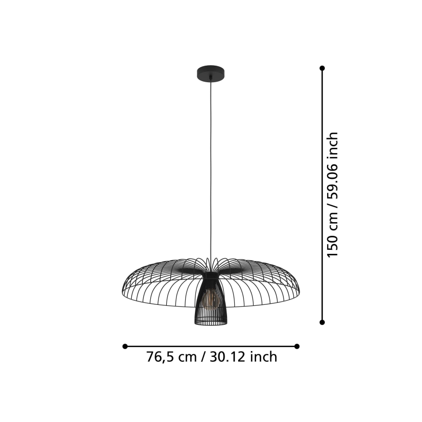 Eglo - Lampadario a sospensione con filo 1xE27/60W/230V diametro 77 cm nero