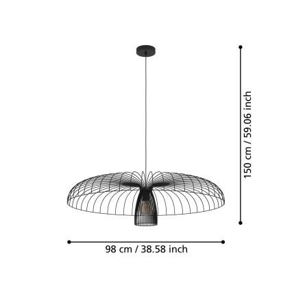 Eglo - Lampadario a sospensione con filo 1xE27/60W/230V diametro 98,5 cm nero