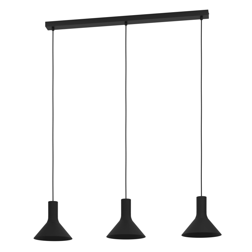 Eglo - Lampadario a sospensione con filo 3xE27/28W/230V nero