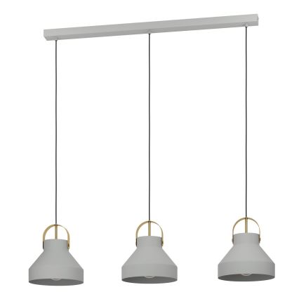 Eglo - Lampadario a sospensione con filo 3xE27/40W/230V grigio