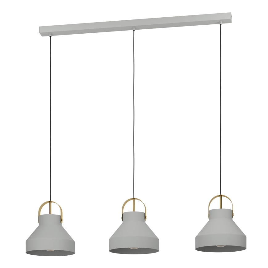 Eglo - Lampadario a sospensione con filo 3xE27/40W/230V grigio