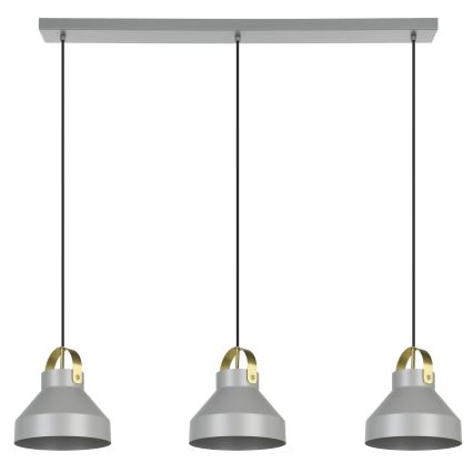 Eglo - Lampadario a sospensione con filo 3xE27/40W/230V grigio