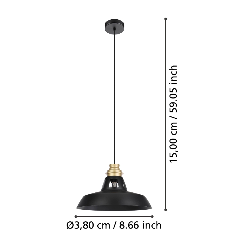 Eglo - Lampadario a sospensione con filo 1xE27/40W/230V nero/oro