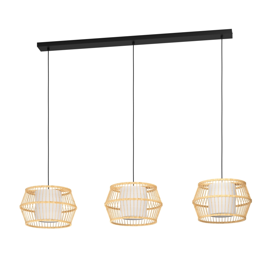 Eglo - Lampadario a sospensione con filo 3xE27/40W/230V bambù