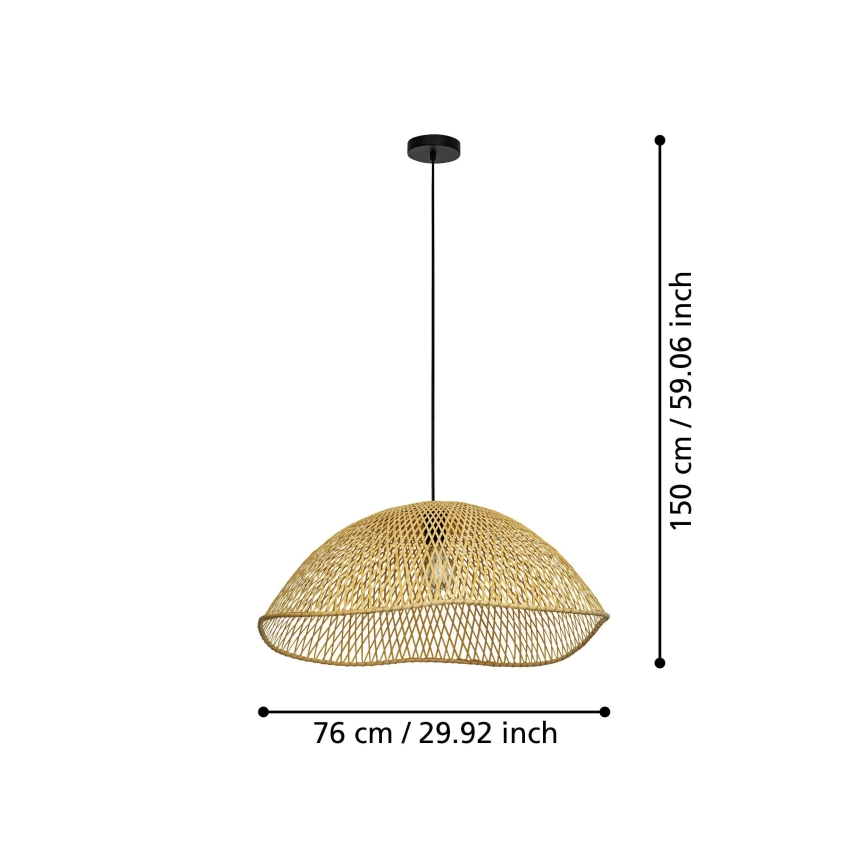 Eglo - Lampadario a sospensione con filo 1xE27/40W/230V diametro 72 cm bambù