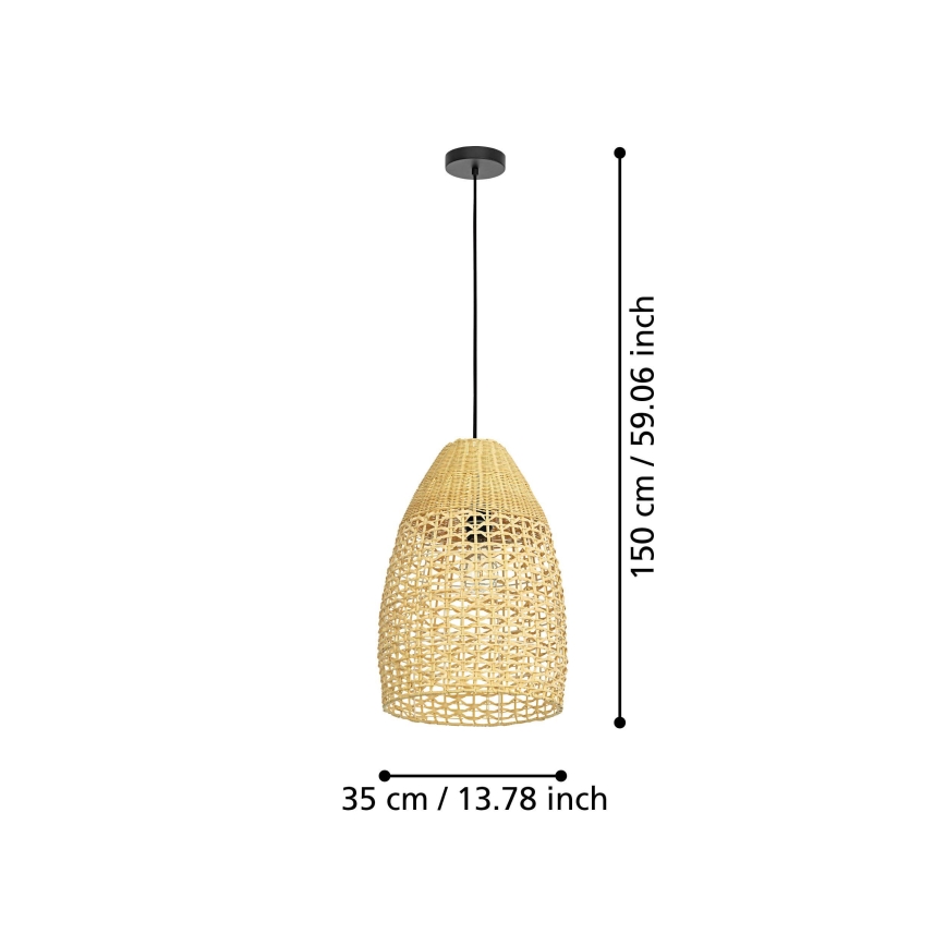 Eglo - Lampadario a sospensione con filo 1xE27/40W/230V diametro 35 cm bambù