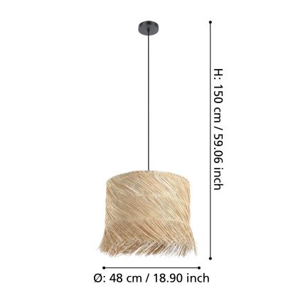 Eglo - Lampadario a sospensione con filo 1xE27/40W/230V rattan