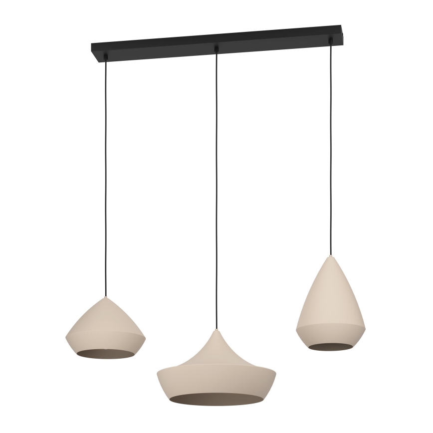 Eglo - Lampadario a sospensione con filo 3xE27/28W/230V beige