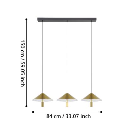 Eglo - Lampadario a sospensione con filo LED dimmerabile 3xLED/12W/230V 3000K oro