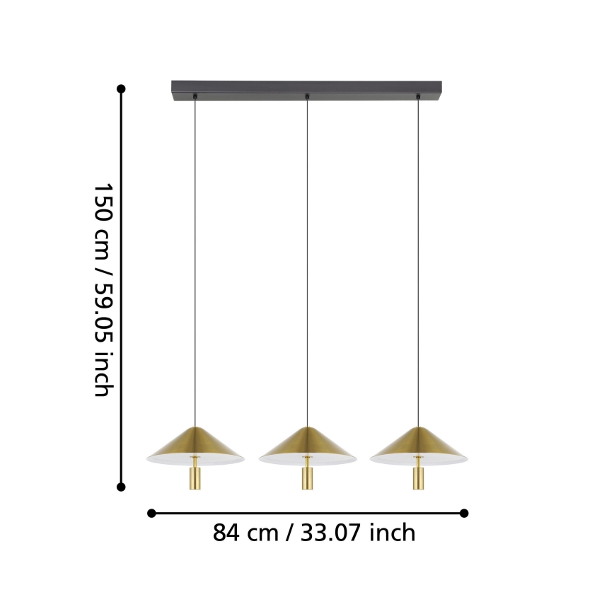 Eglo - Lampadario a sospensione con filo LED dimmerabile 3xLED/12W/230V 3000K oro