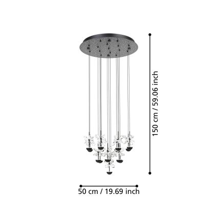 Eglo - Lampadario a sospensione con filo LED dimmerabile LED/27W/230V 3000K nero