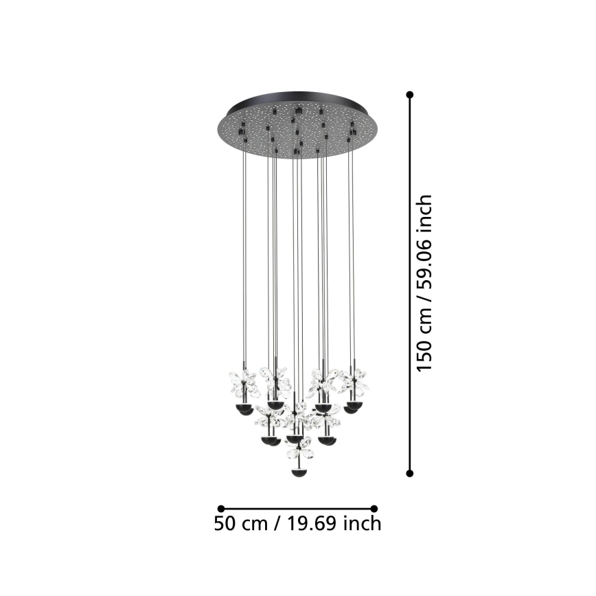 Eglo - Lampadario a sospensione con filo LED dimmerabile LED/27W/230V 3000K nero