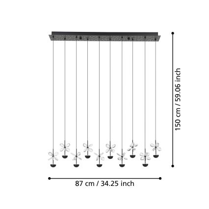 Eglo - Lampadario a sospensione con filo LED dimmerabile LED/23W/230V 3000K nero