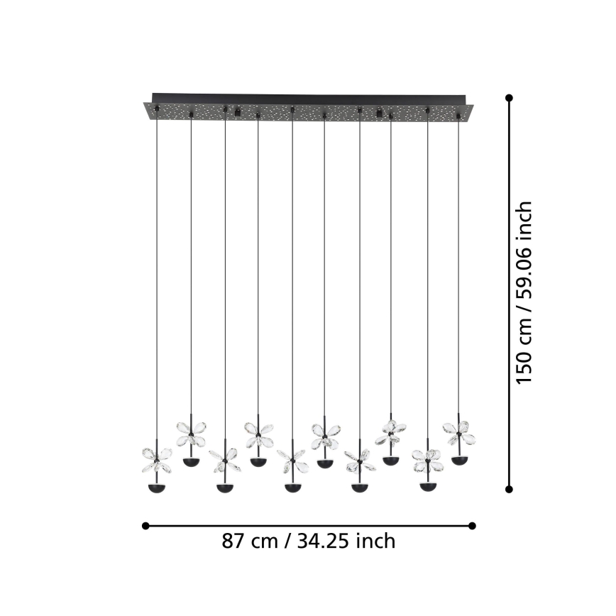 Eglo - Lampadario a sospensione con filo LED dimmerabile LED/23W/230V 3000K nero