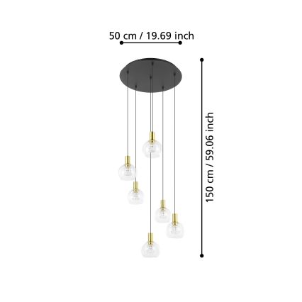 Eglo 390279 - Lampadario a sospensione con filo LED dimmerabile 6xLED/5,4W/230V 3000K diametro 54 cm oro
