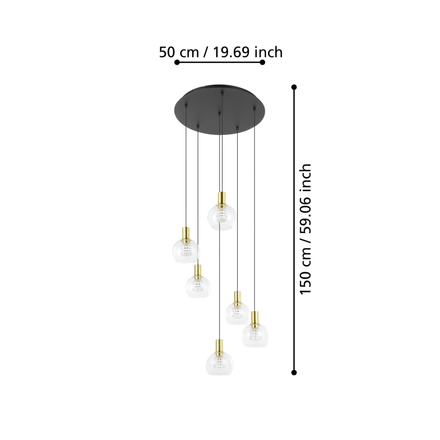 Eglo 390279 - Lampadario a sospensione con filo LED dimmerabile 6xLED/5,4W/230V 3000K diametro 54 cm oro