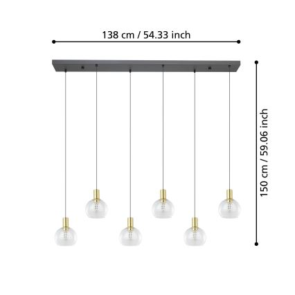 Eglo - Lampadario a sospensione con filo LED dimmerabile 6xLED/5,4W/230V 3000K oro