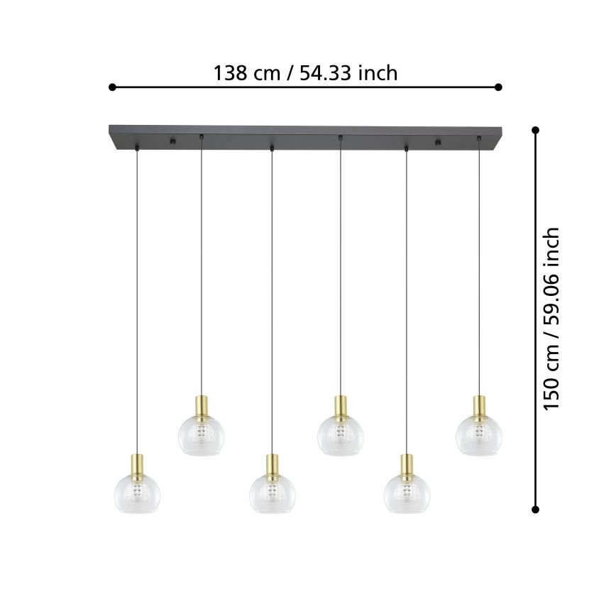 Eglo - Lampadario a sospensione con filo LED dimmerabile 6xLED/5,4W/230V 3000K oro
