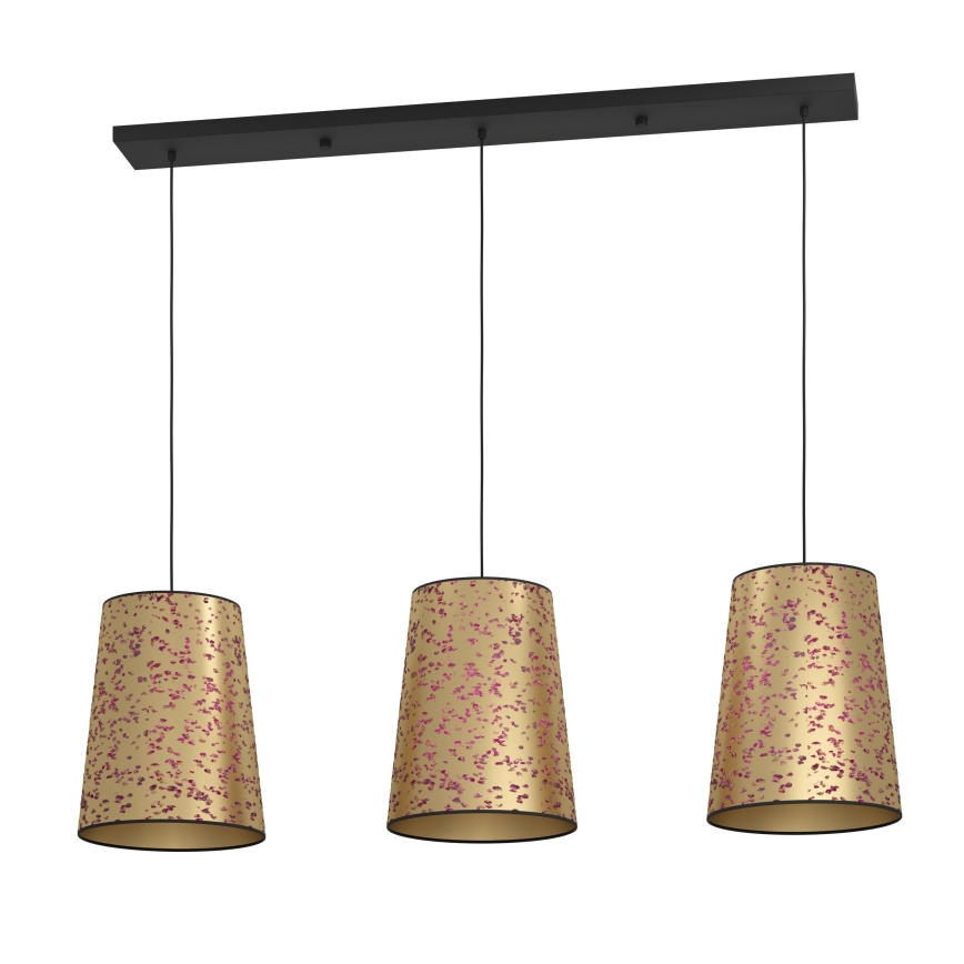 Eglo - Lampadario a sospensione con filo 3xE27/25W/230V oro/rosa