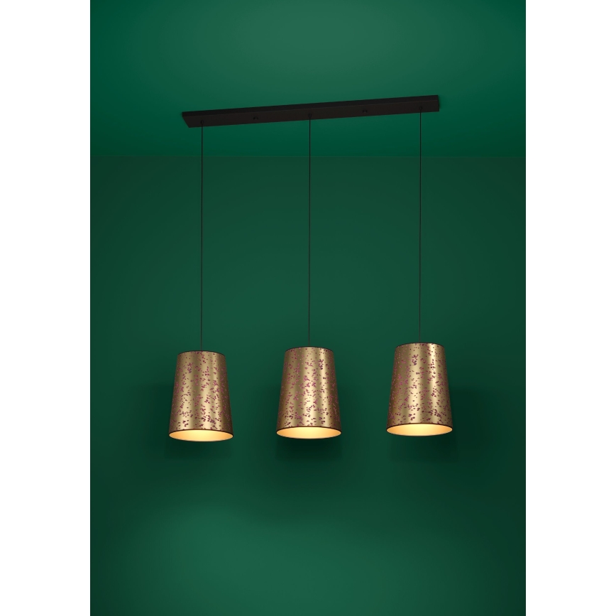 Eglo - Lampadario a sospensione con filo 3xE27/25W/230V oro/rosa