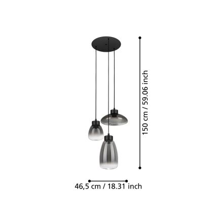 Eglo - Lampadario a sospensione con filo LED dimmerabile 3xLED/5,4W/230V 2700K fumé