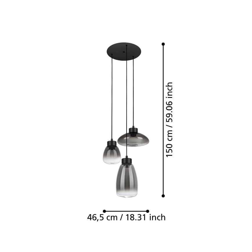 Eglo - Lampadario a sospensione con filo LED dimmerabile 3xLED/5,4W/230V 2700K fumé