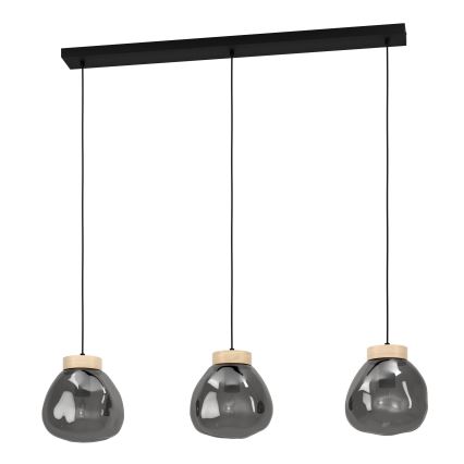 Eglo - Lampadario a sospensione con filo 3xE27/40W/230V fumé