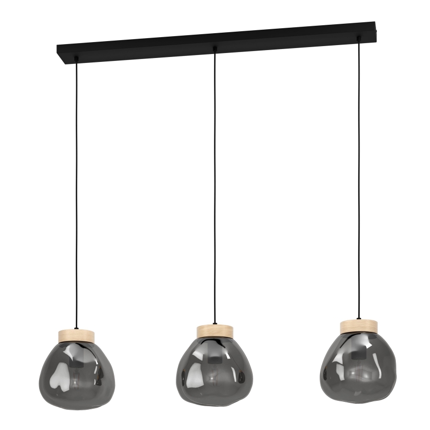Eglo - Lampadario a sospensione con filo 3xE27/40W/230V fumé