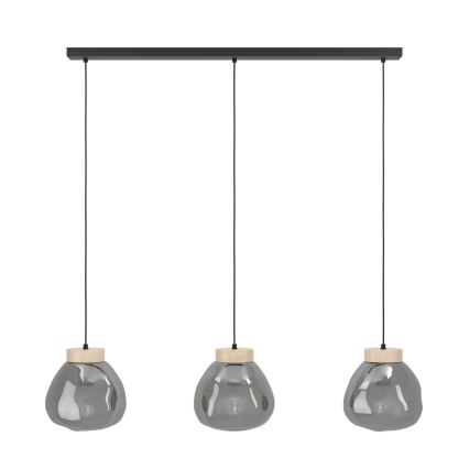 Eglo - Lampadario a sospensione con filo 3xE27/40W/230V fumé