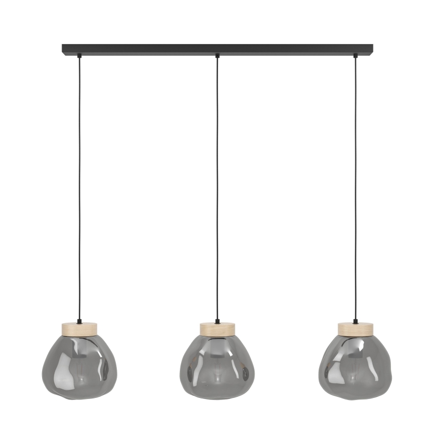 Eglo - Lampadario a sospensione con filo 3xE27/40W/230V fumé