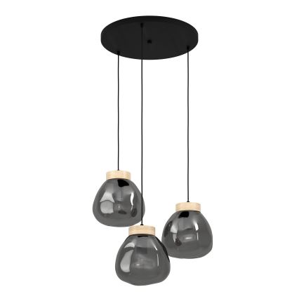 Eglo - Lampadario a sospensione con filo 3xE27/40W/230V fumé