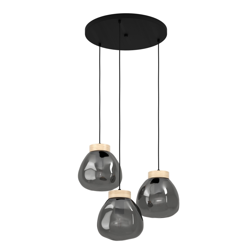 Eglo - Lampadario a sospensione con filo 3xE27/40W/230V fumé