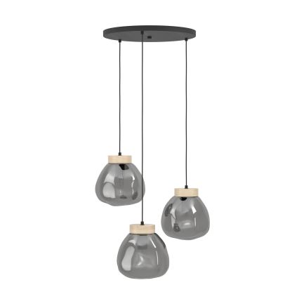 Eglo - Lampadario a sospensione con filo 3xE27/40W/230V fumé