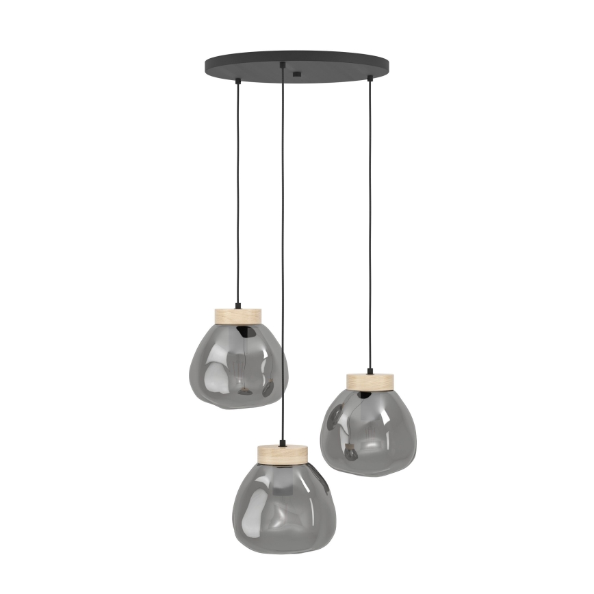 Eglo - Lampadario a sospensione con filo 3xE27/40W/230V fumé