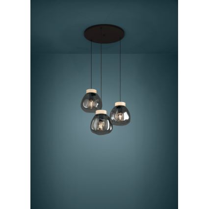 Eglo - Lampadario a sospensione con filo 3xE27/40W/230V fumé