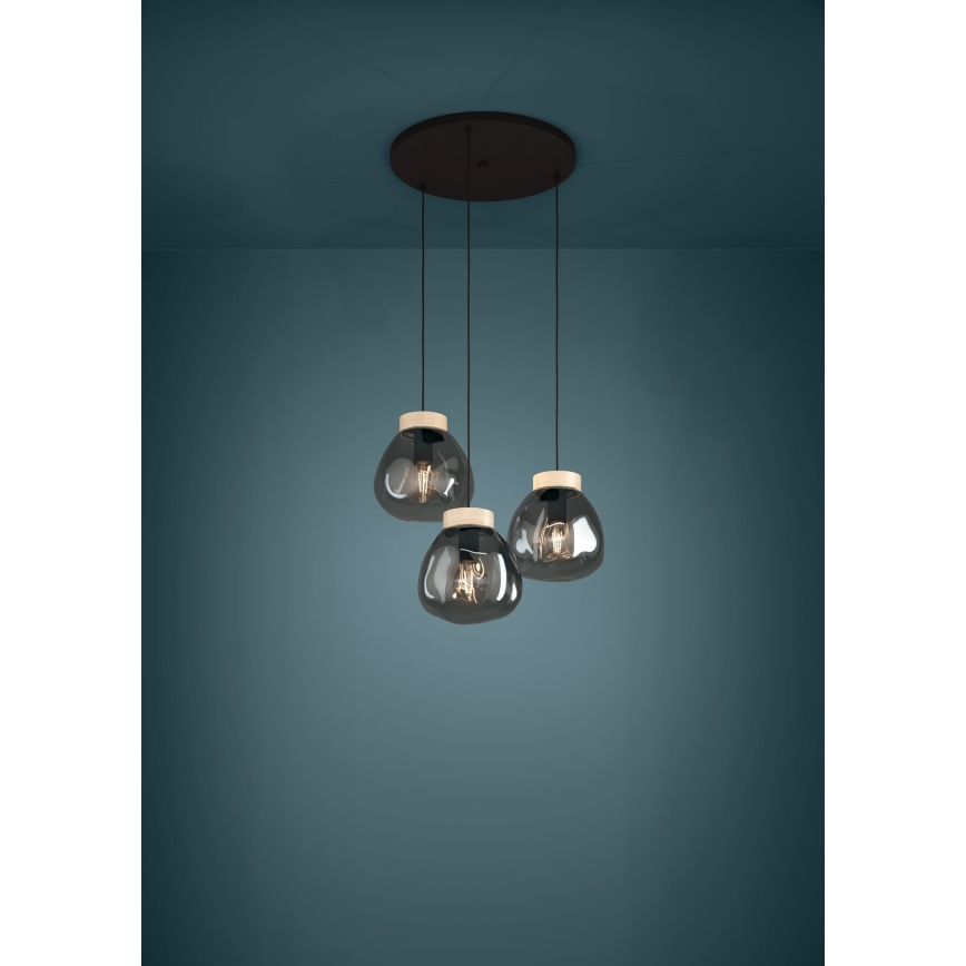 Eglo - Lampadario a sospensione con filo 3xE27/40W/230V fumé