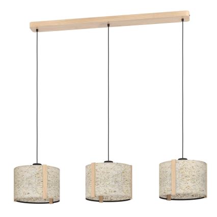 Eglo - Lampadario a sospensione con filo 3xE27/25W/230V beige
