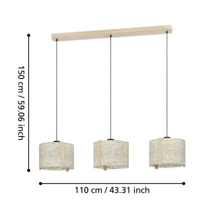 Eglo - Lampadario a sospensione con filo 3xE27/25W/230V beige