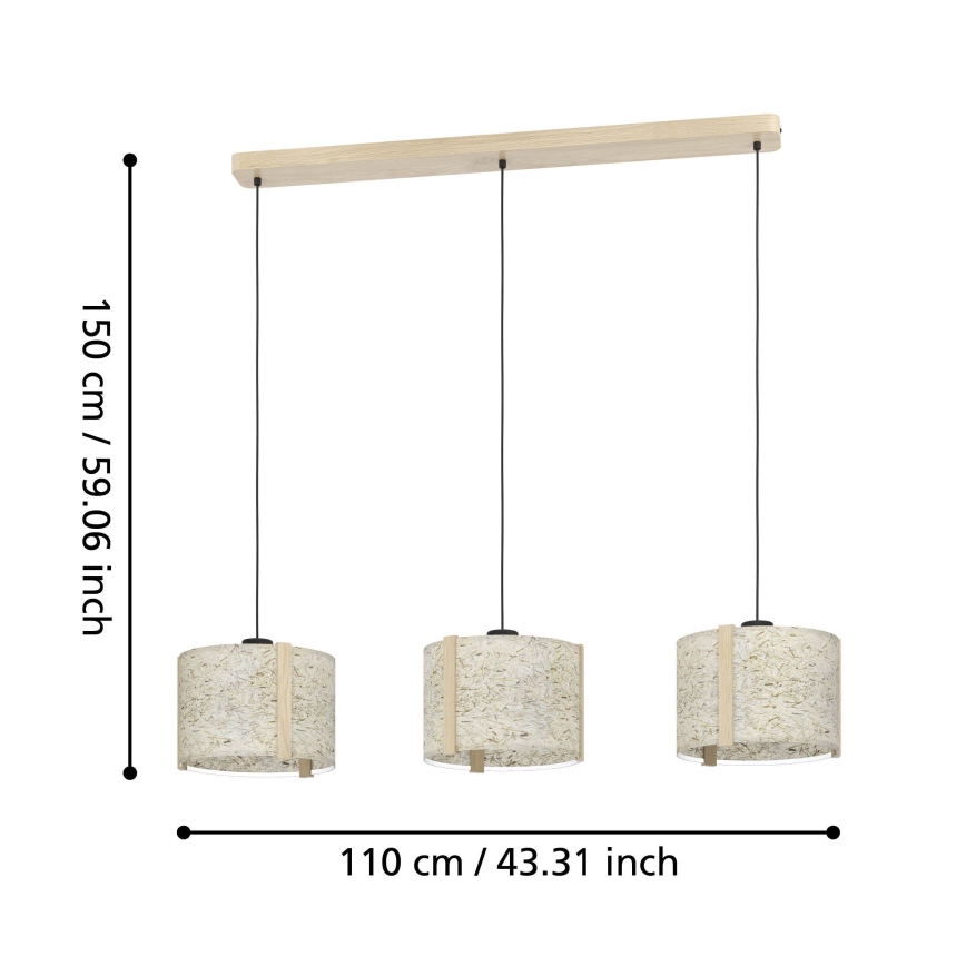 Eglo - Lampadario a sospensione con filo 3xE27/25W/230V beige