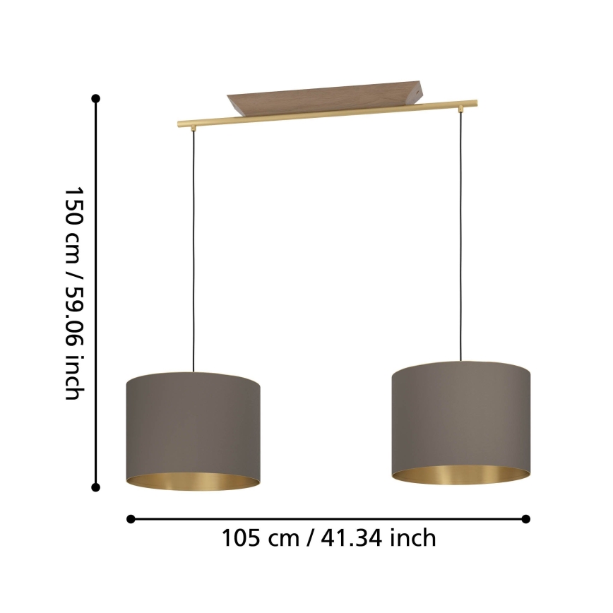 Eglo - Lampadario a sospensione con filo 2xE27/40W/230V marrone/oro