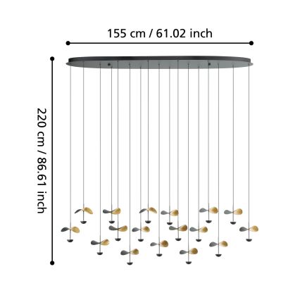 Eglo - Lampadario a sospensione con filo LED dimmerabile 17xLED/2,3W/230V 3000K