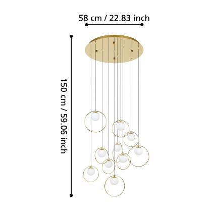 Eglo - Lampadario a sospensione con filo LED dimmerabile 10xLED/3W/230V 3000K diametro 58 cm oro