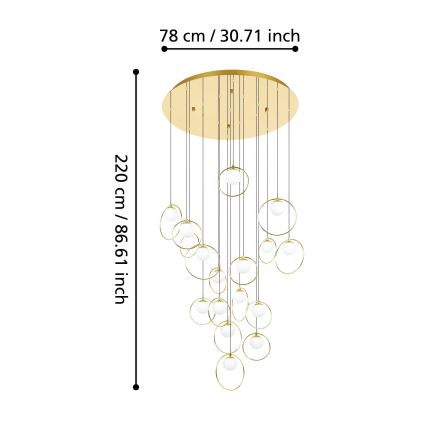 Eglo - Lampadario a sospensione con filo LED dimmerabile 17xLED/3W/230V 3000K diametro 78 cm oro