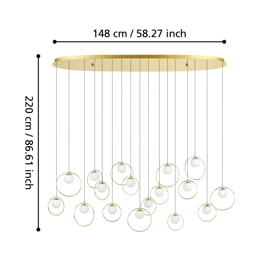Eglo - Lampadario a sospensione con filo LED dimmerabile 17xLED/3W/230V 3000K oro
