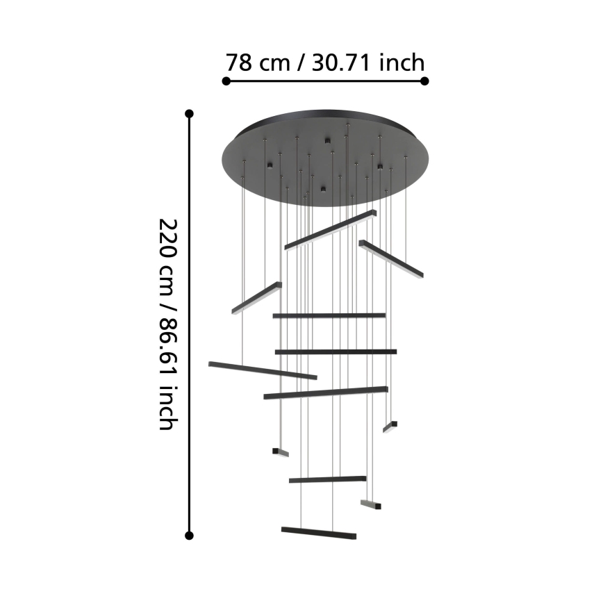 Eglo - Lampadario a sospensione con filo LED dimmerabile 12xLED/8,4W/230V 3000K nero