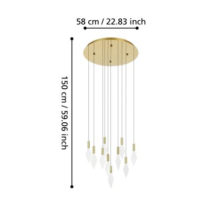 Eglo - Lampadario a sospensione con filo LED dimmerabile 10xLED/3W/230V 3000K diametro 58 cm oro